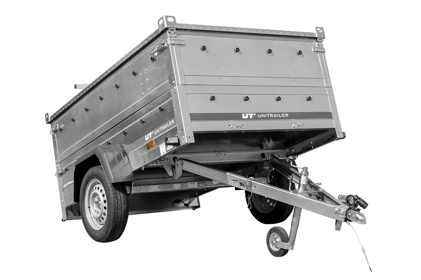 Remolque ligero 200x125 UNITRAILER GARDEN 201 BASCULANTE con laterales BIS y cubierta de aluminio