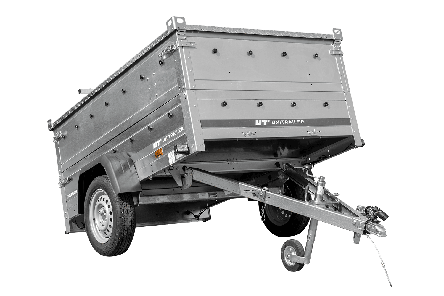 Remolque ligero 200x125 UNITRAILER GARDEN 201 BASCULANTE con laterales BIS y cubierta de aluminio