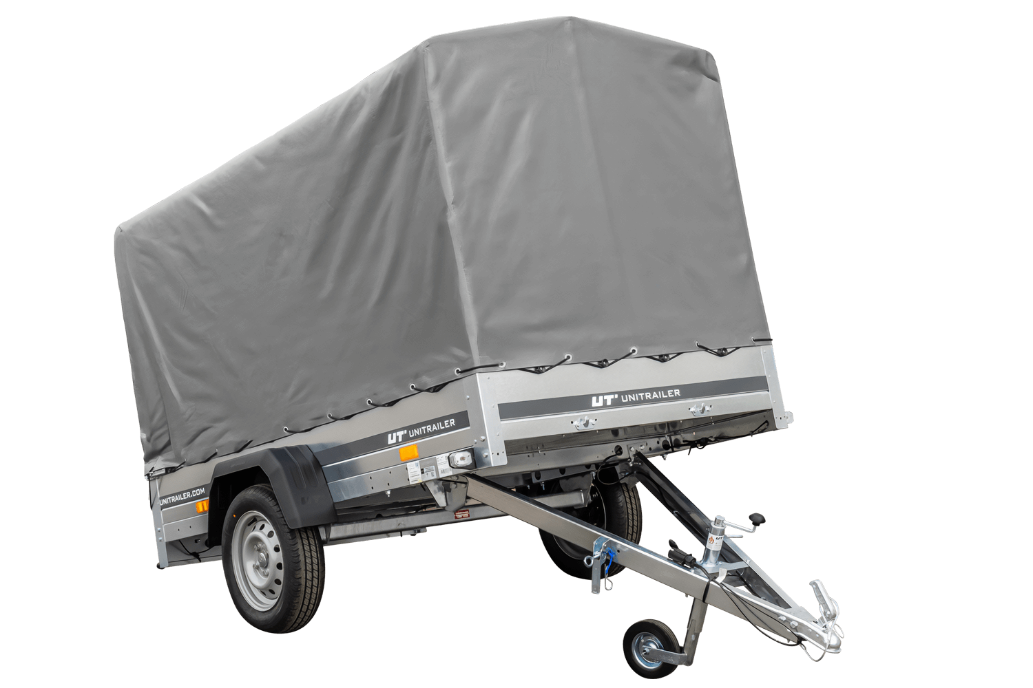 Remolque de coche 230x125 Garden Trailer 230 KIPP Unitrailer 750 kg con rueda de apoyo, lona de 110 cm de altura y estructura alta