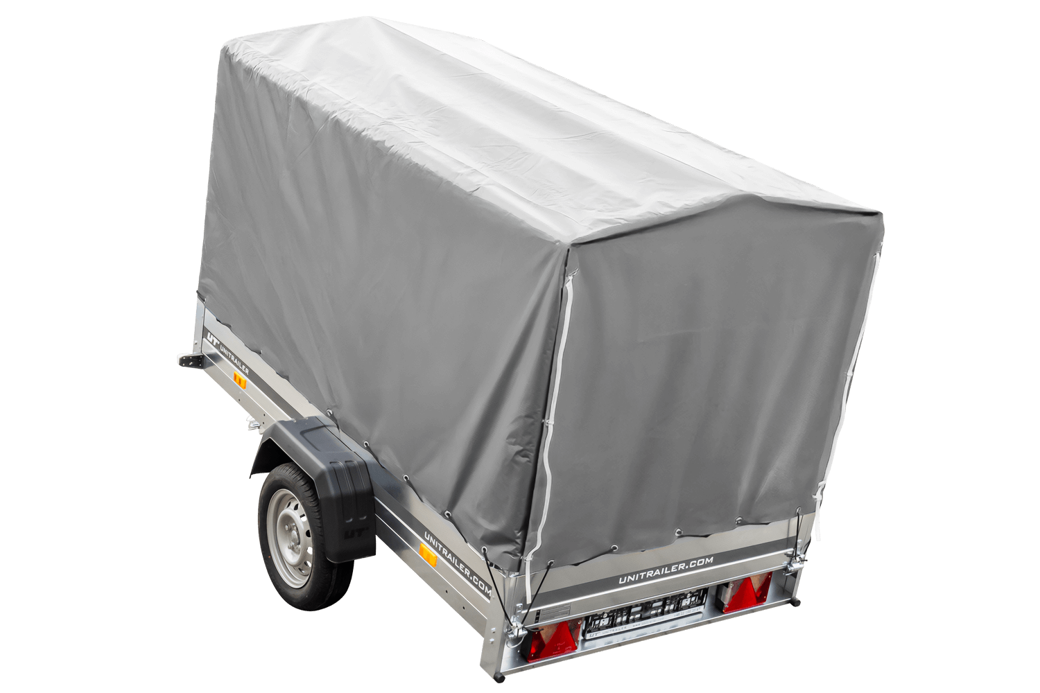Remolque de coche 230x125 Garden Trailer 230 KIPP Unitrailer 750 kg con rueda de apoyo, lona de 110 cm de altura y estructura alta