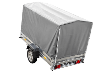 Remolque de coche 230x125 Garden Trailer 230 KIPP Unitrailer 750 kg con rueda de apoyo, lona de 110 cm de altura y estructura alta