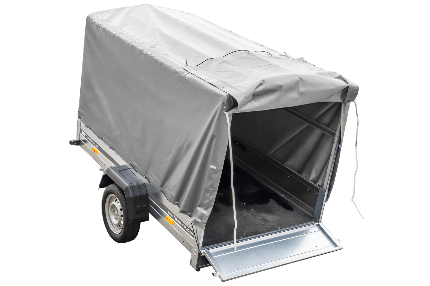 Remolque de coche 230x125 Garden Trailer 230 KIPP Unitrailer 750 kg con rueda de apoyo, lona de 110 cm de altura y estructura alta