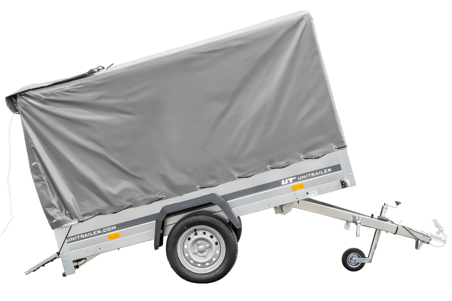 Remolque de coche 230x125 Garden Trailer 230 KIPP Unitrailer 750 kg con rueda de apoyo, lona de 110 cm de altura y estructura alta