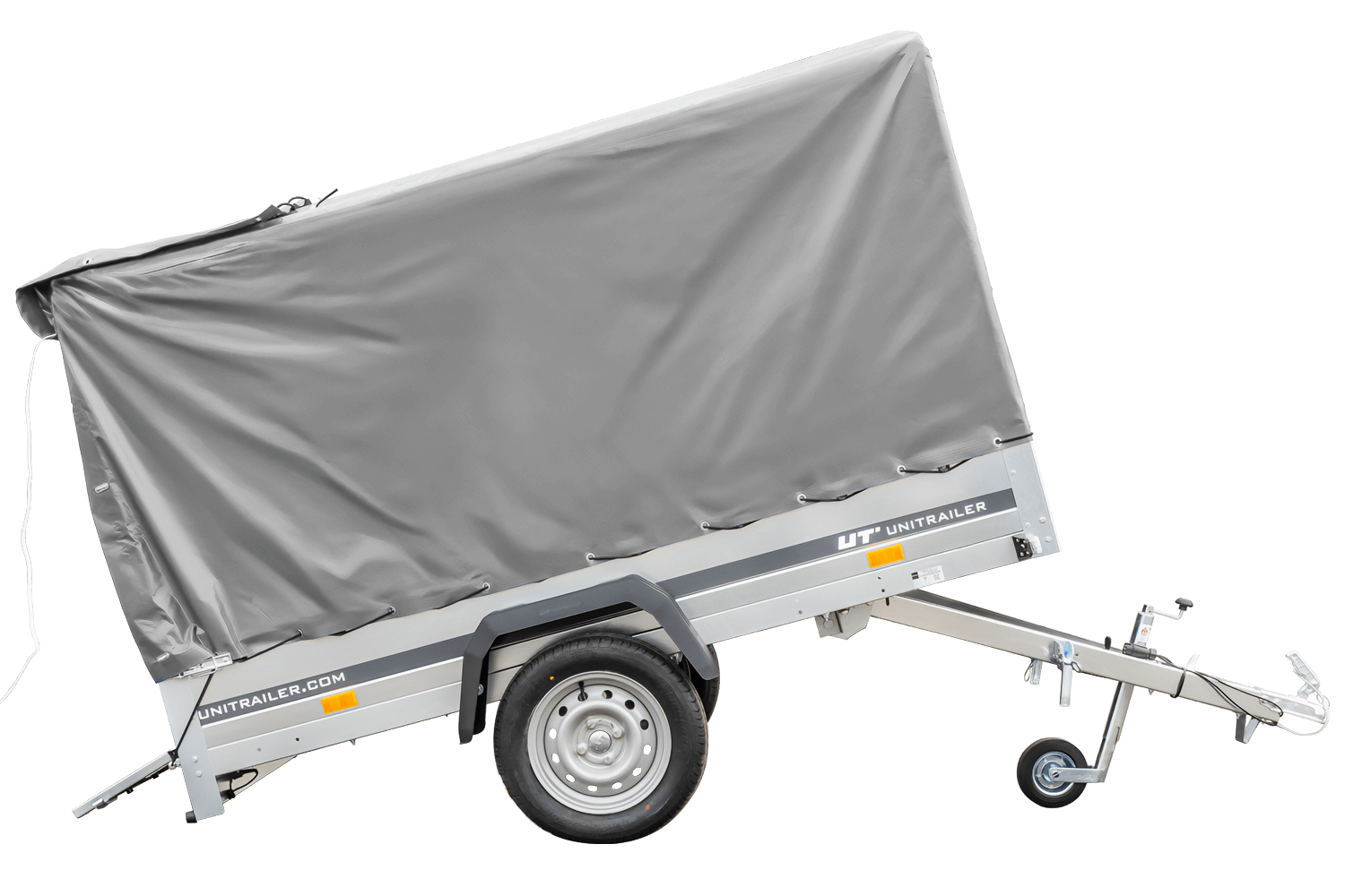 Remolque de coche 230x125 Garden Trailer 230 KIPP Unitrailer 750 kg con rueda de apoyo, lona de 110 cm de altura y estructura alta