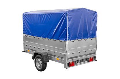 Remolque para coche 230x125 UNITRAILER GARDEN 230 FD con laterales BIS, estructura H-800 y lona azul