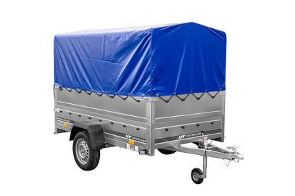Remolque para coche 230x125 UNITRAILER GARDEN 230 FD con laterales BIS, estructura H-800 y lona azul