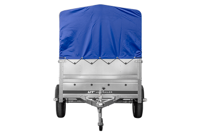 Remolque para coche 230x125 UNITRAILER GARDEN 230 FD con laterales BIS, estructura H-800 y lona azul