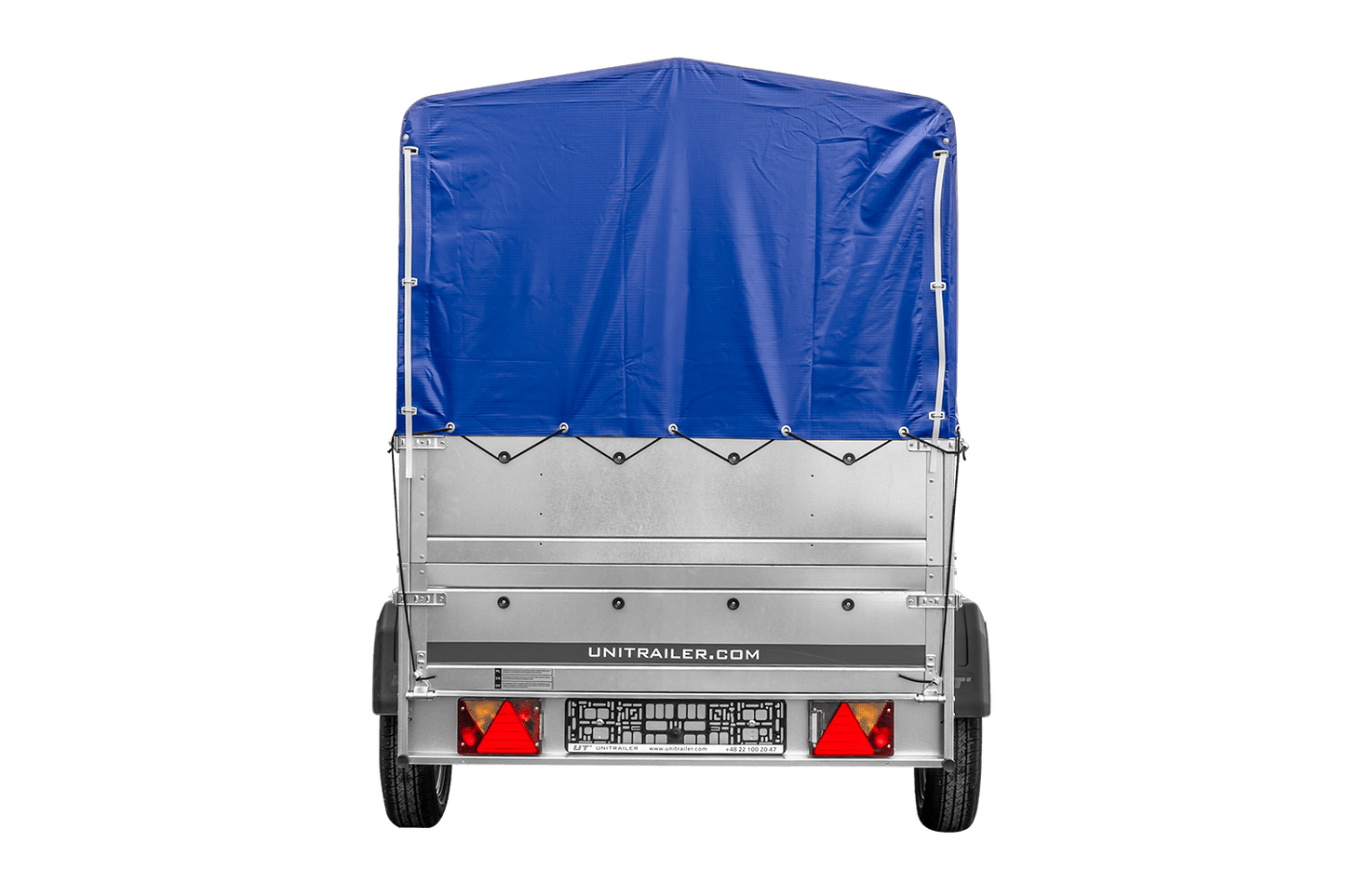 Remolque para coche 230x125 UNITRAILER GARDEN 230 FD con laterales BIS, estructura H-800 y lona azul