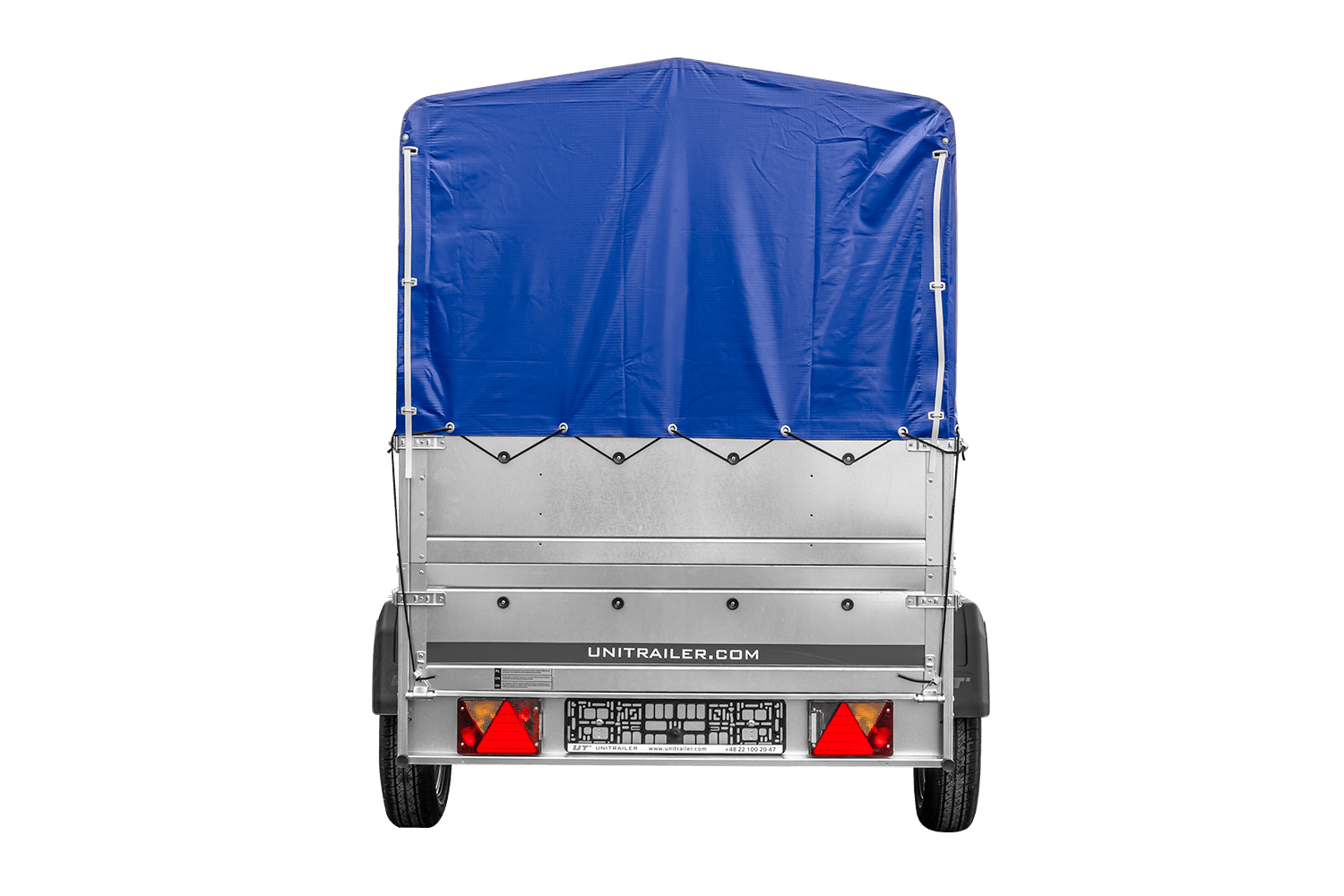 Remolque para coche 230x125 UNITRAILER GARDEN 230 FD con laterales BIS, estructura H-800 y lona azul