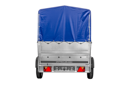 Remolque para coche 230x125 UNITRAILER GARDEN 230 FD con laterales BIS, estructura H-800 y lona azul