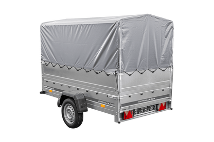 Remolque de coche 230x125 UNITRAILER GARDEN 230 FD con laterales BIS, estructura H-800 y lona gris