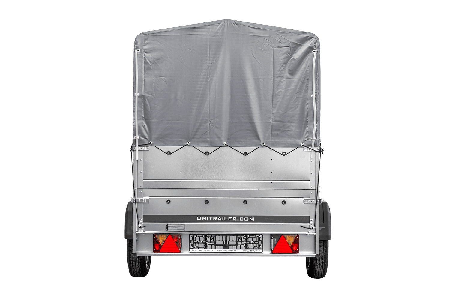 Remolque de coche 230x125 UNITRAILER GARDEN 230 FD con laterales BIS, estructura H-800 y lona gris