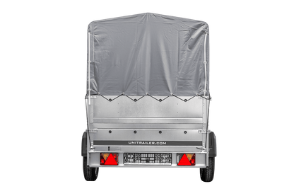 Remolque de coche 230x125 UNITRAILER GARDEN 230 FD con laterales BIS, estructura H-800 y lona gris