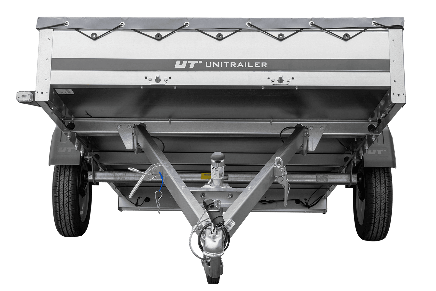 Remolque de coche 264x150 UNITRAILER GARDEN 265 BASCULANTE con soporte para lona plana y lona gris