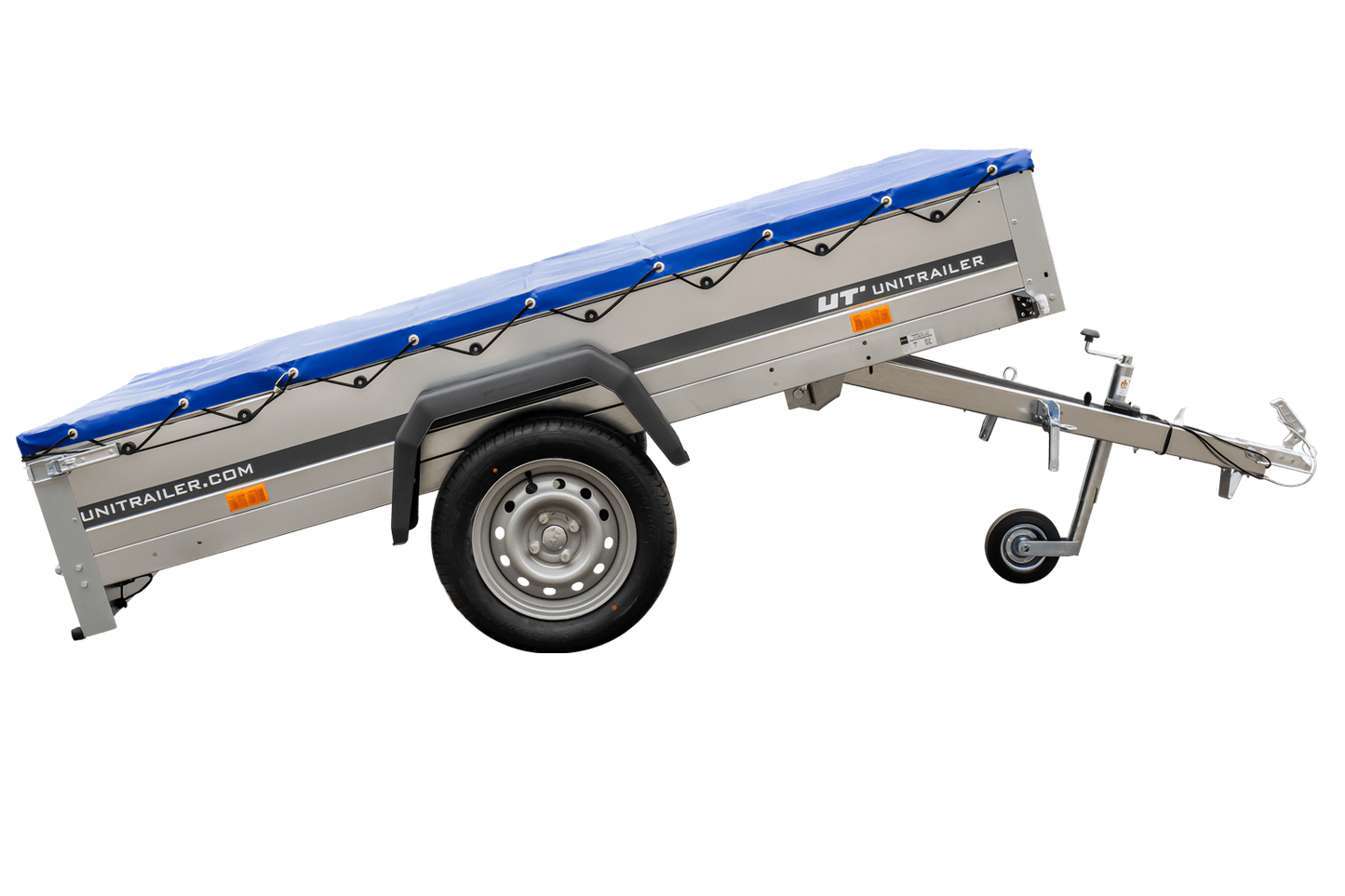 Remolque basculante para coche Garden Trailer 230 KIPP [230 cm x 125 cm] con lona plana, rueda de apoyo y soporte para lona