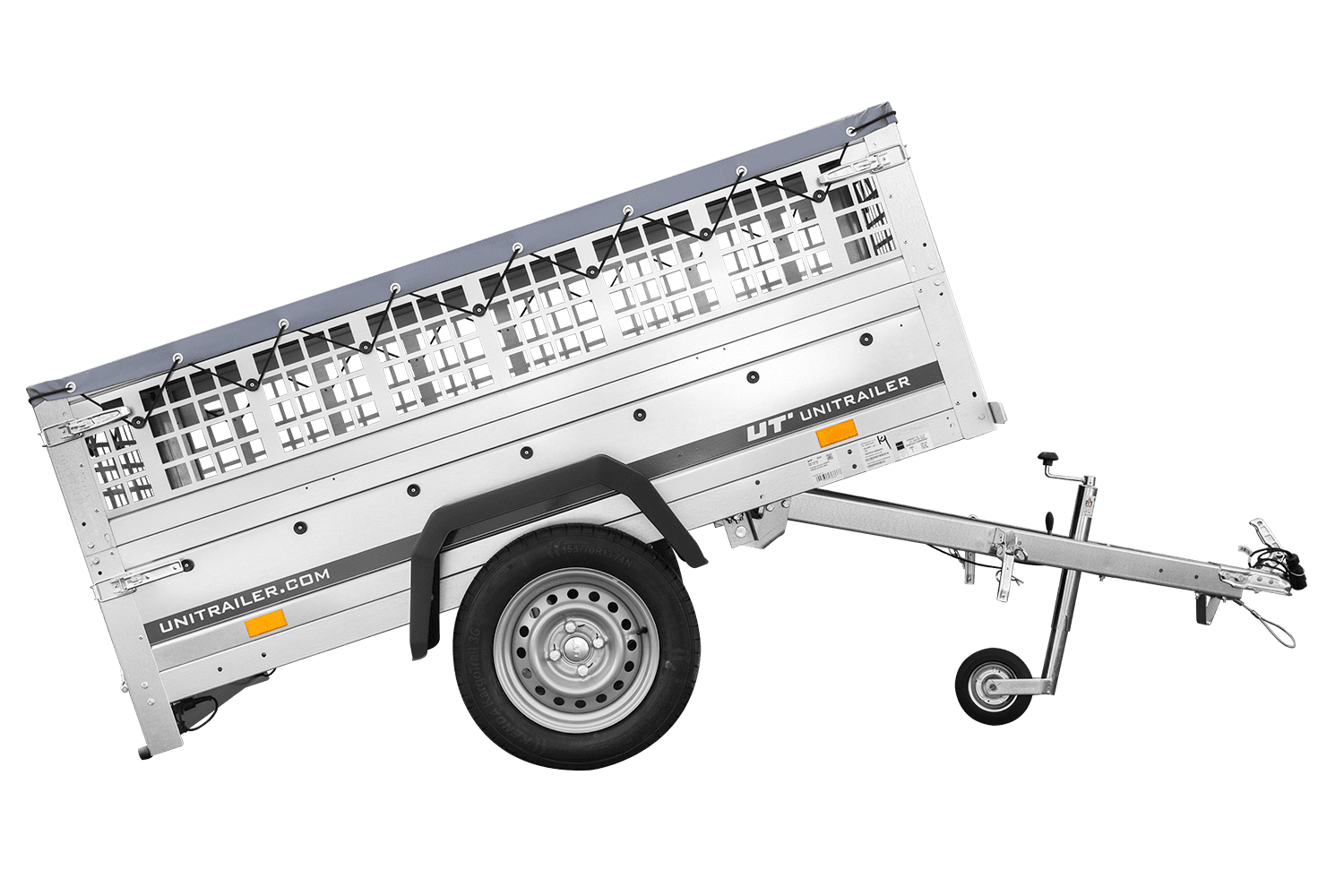 Remolque de coche GARDEN TRAILER 200 BASCULANTE con rejilla para hojas, rueda de apoyo, lona plana