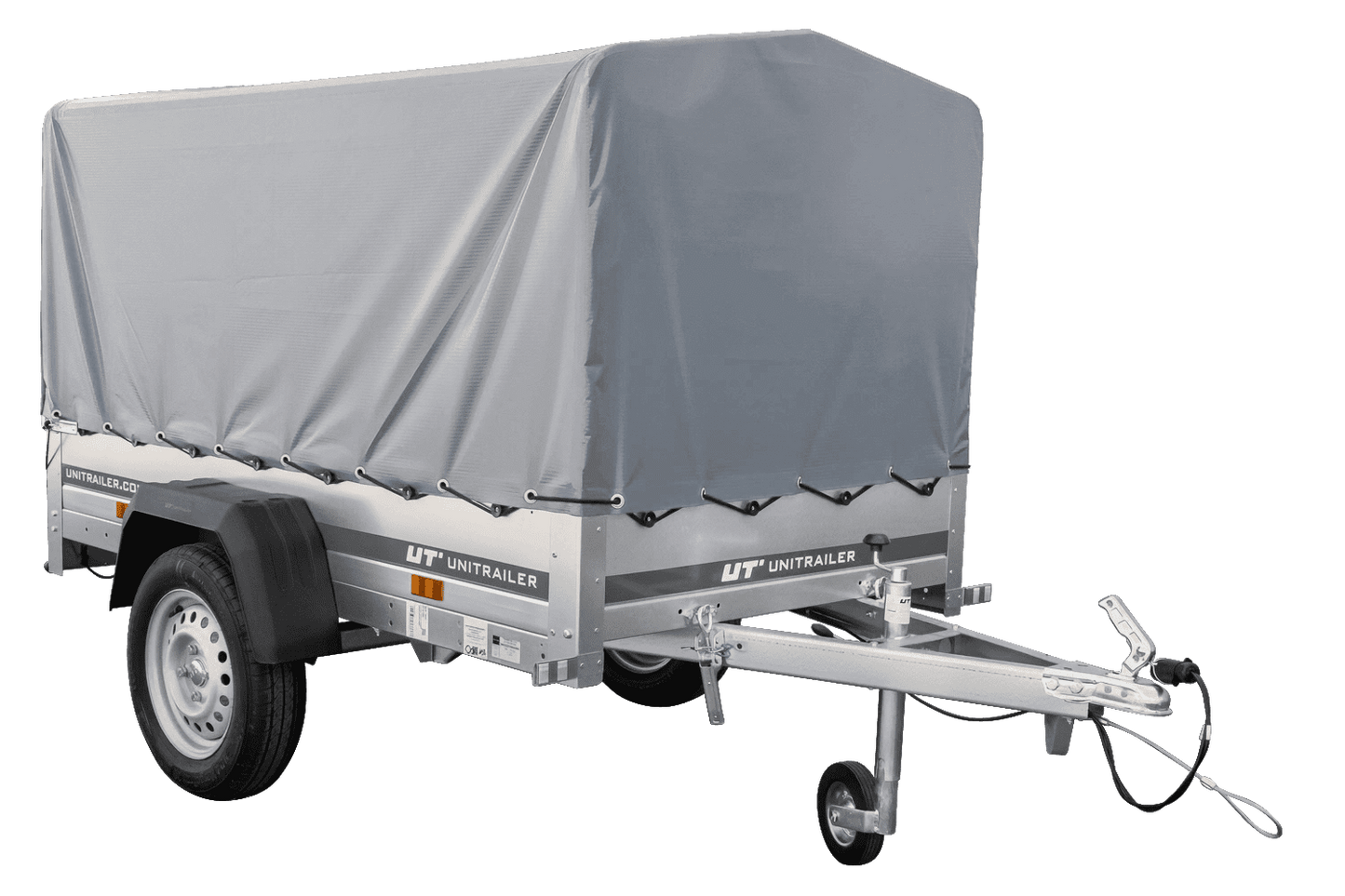 Remolque de plataforma Garden Trailer 200 KIPP 200x106 cm 750 kg [con estructura alta, lona alta y rueda de apoyo]