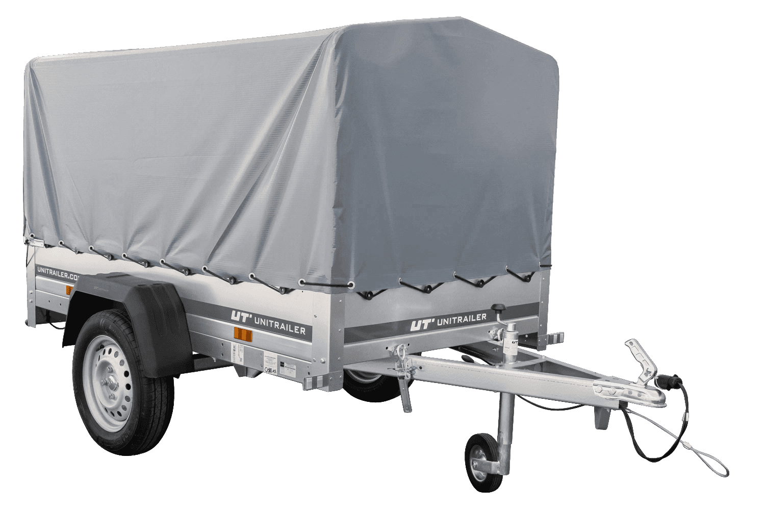 Remolque de plataforma Garden Trailer 200 KIPP 200x106 cm 750 kg [con estructura alta, lona alta y rueda de apoyo]