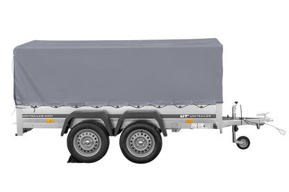 Remolque de dos ejes 264x150 UNITRAILER GARDEN 265/2 BASCULANTE con marco H-800 y lona gris