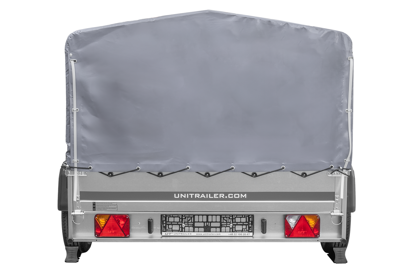 Remolque de dos ejes 264x150 UNITRAILER GARDEN 265/2 BASCULANTE con marco H-800 y lona gris