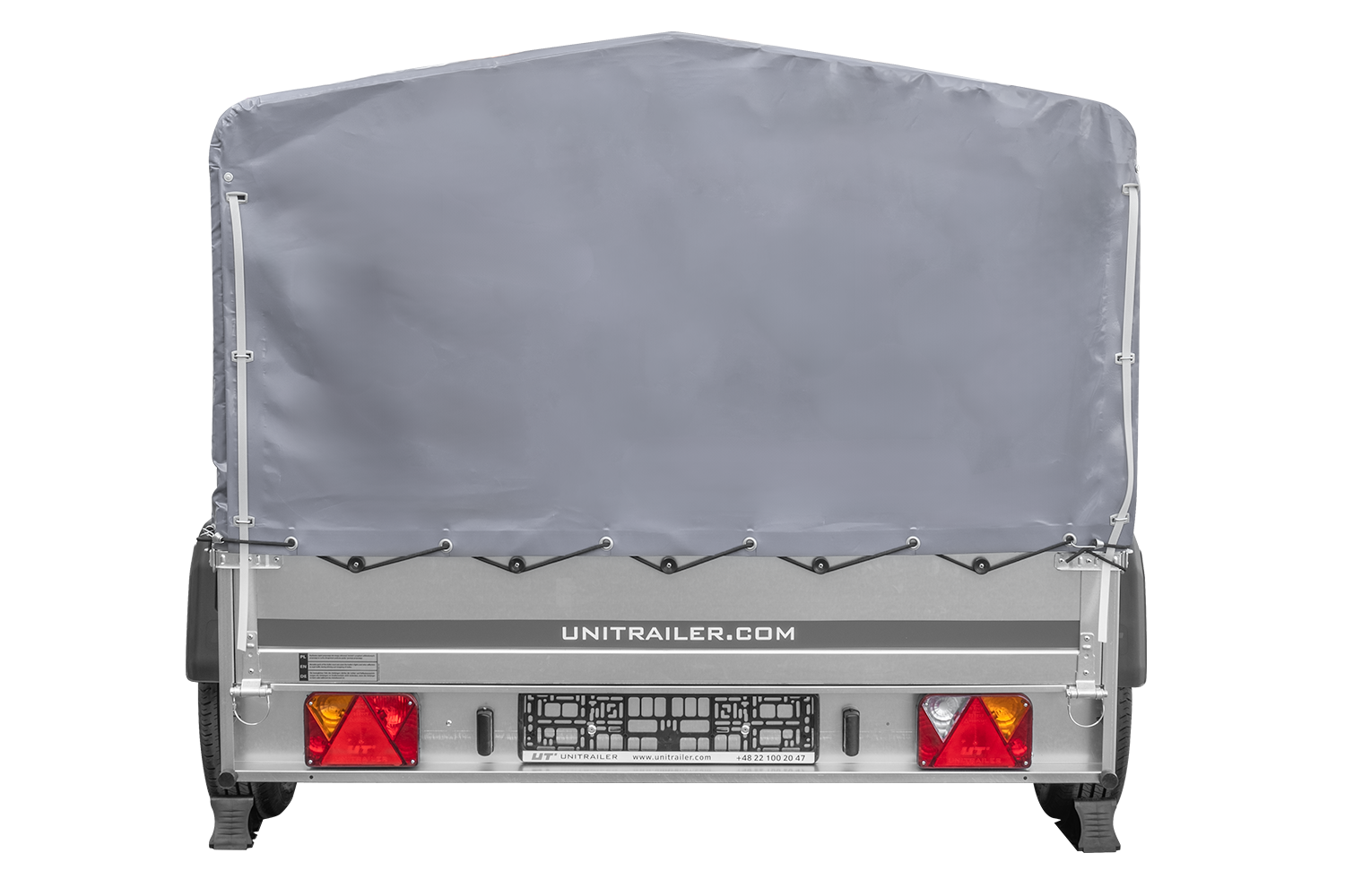 Remolque de dos ejes 264x150 UNITRAILER GARDEN 265/2 BASCULANTE con marco H-800 y lona gris