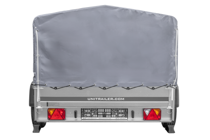 Remolque de dos ejes 264x150 UNITRAILER GARDEN 265/2 BASCULANTE con marco H-800 y lona gris