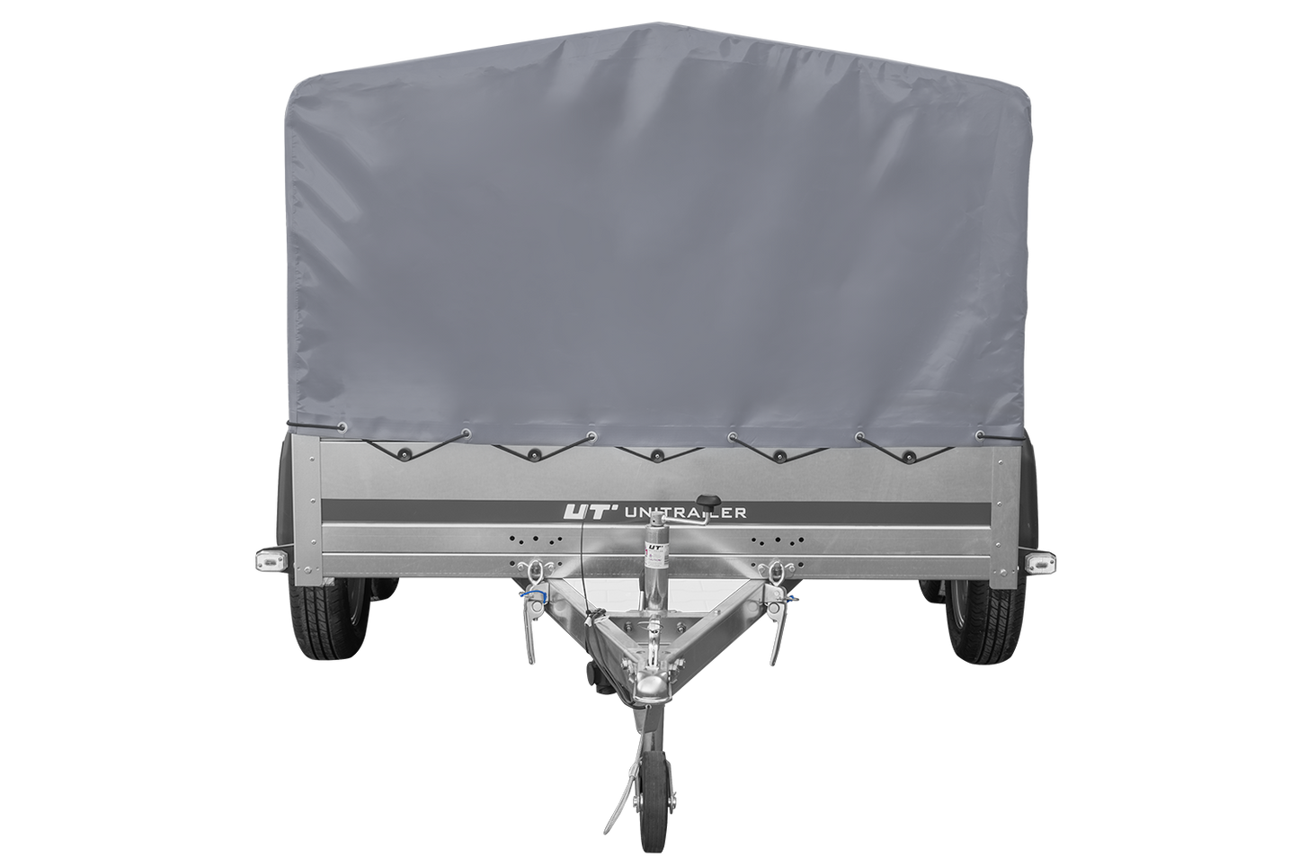 Remolque de dos ejes 264x150 UNITRAILER GARDEN 265/2 BASCULANTE con marco H-800 y lona gris