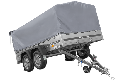 Remolque de dos ejes 264x150 UNITRAILER GARDEN 265/2 BASCULANTE con marco H-800 y lona gris
