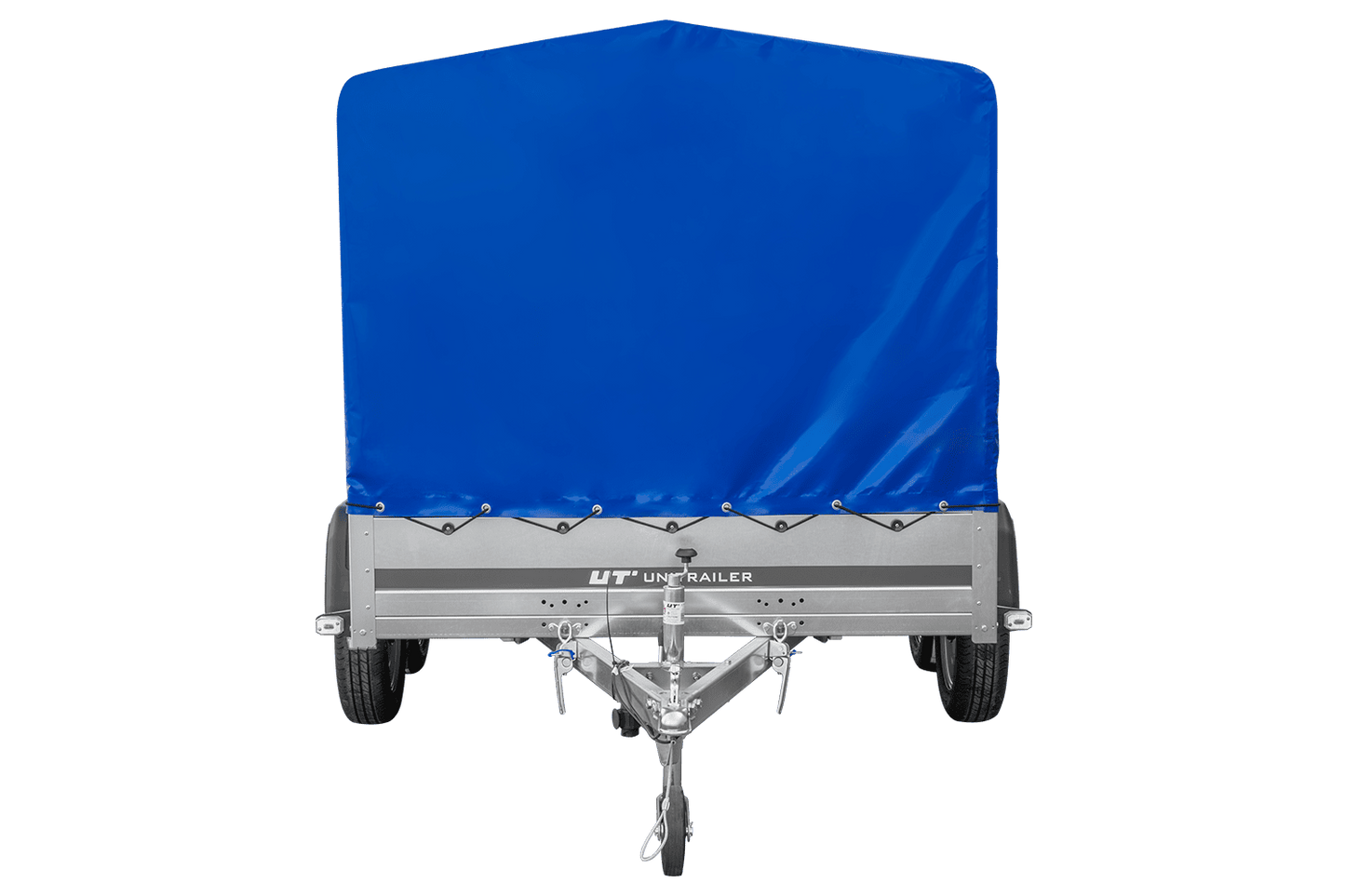 Remolque de dos ejes 264x150 UNITRAILER GARDEN 265/2 BASCULANTE con marco H-1100 y lona azul