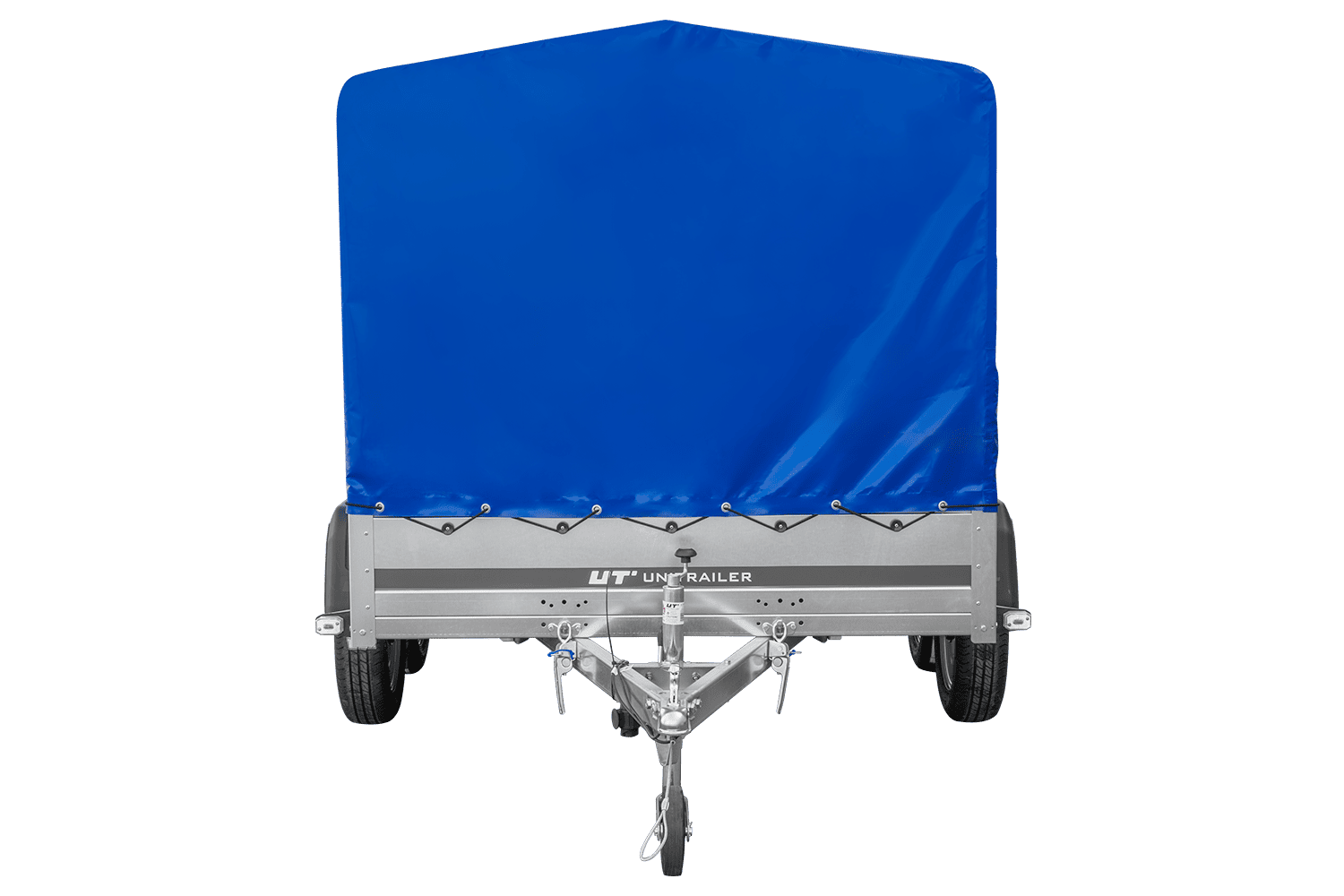 Remolque de dos ejes 264x150 UNITRAILER GARDEN 265/2 BASCULANTE con marco H-1100 y lona azul