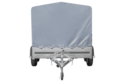 Remolque de dos ejes 264x150 UNITRAILER GARDEN 265/2 BASCULANTE con marco H-1100 y lona gris