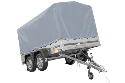 Remolque de dos ejes 264x150 UNITRAILER GARDEN 265/2 BASCULANTE con marco H-1100 y lona gris