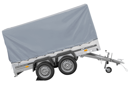 Remolque de dos ejes 264x150 UNITRAILER GARDEN 265/2 BASCULANTE con marco H-1100 y lona gris